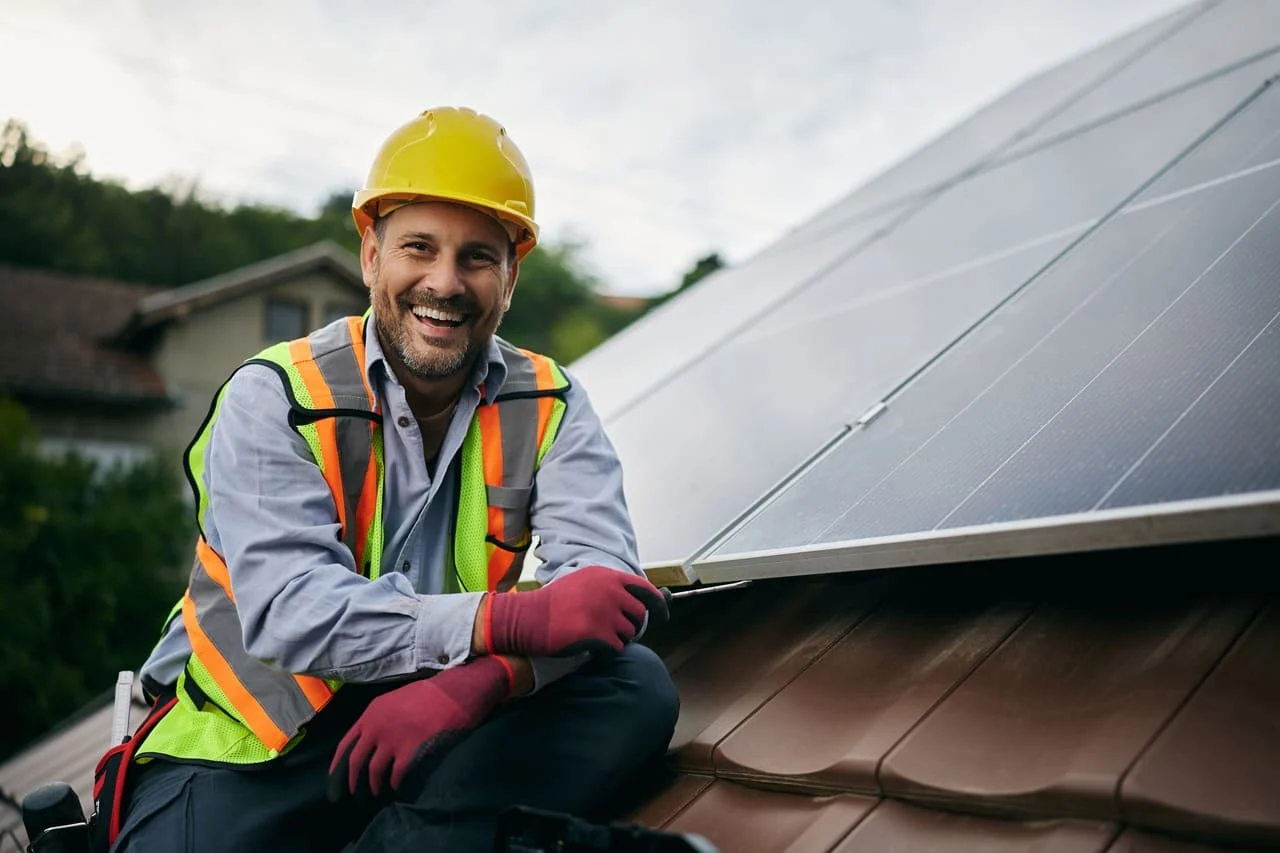 Roofer smiling at camera